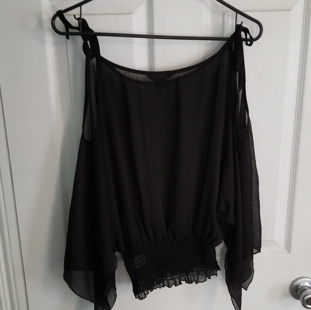Guess seethrough black blouse top